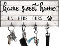🐾 his hers ours paws key holder: stylish wall entryway decor with rustic key hooks and farmhouse home sweet home sign logo
