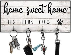 img 4 attached to 🐾 His Hers Ours Paws Key Holder: Stylish Wall Entryway Decor with Rustic Key Hooks and Farmhouse Home Sweet Home Sign