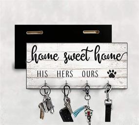 img 3 attached to 🐾 His Hers Ours Paws Key Holder: Stylish Wall Entryway Decor with Rustic Key Hooks and Farmhouse Home Sweet Home Sign