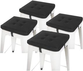 img 4 attached to 🪑 Baibu 12 Inch Square Stool Cushions with Ties - Set of 4 for Bar Stools, Breathable Chair Pads Seat Cushions with Anti-Slip Mat - Only Pads (12&#34; (4PC), Black)