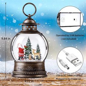 img 3 attached to 🎶 Музыкальный рождественский снежный шар-фонарь с мерцающими огнями - сеть, батарея и USB-питание - с изображением Санты Клауса, елки и лося
