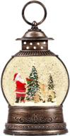 🎶 музыкальный рождественский снежный шар-фонарь с мерцающими огнями - сеть, батарея и usb-питание - с изображением санты клауса, елки и лося логотип