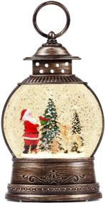 img 4 attached to 🎶 Музыкальный рождественский снежный шар-фонарь с мерцающими огнями - сеть, батарея и USB-питание - с изображением Санты Клауса, елки и лося