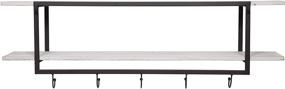 img 1 attached to 📚 White Everly Hart Collection Metal and Wood Hooks Wall Shelf - Two Tier