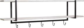 img 3 attached to 📚 White Everly Hart Collection Metal and Wood Hooks Wall Shelf - Two Tier