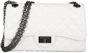 img 4 attached to 👜 Stylish Women's Leather Quilted Crossbody Shoulder Handbags & Wallets