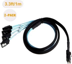 img 3 attached to CableCreation [2 Pack] Mini SAS 36Pin (SFF-8087) Male To 4 SATA 7Pin Female Cable