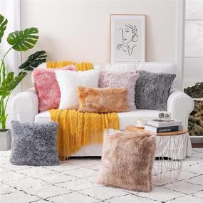 img 1 attached to 🛋️ Joybest Luxury Soft Faux Fur Fleece Cushion Cover Pillowcase Decorative Throw Pillows Covers for Sofa or Bed, 18x18 Inches, White, Pack of 2, No Pillow Insert