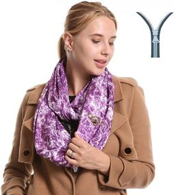 img 4 attached to 🧣 Stylish Infinity Scarf with Zipper Pockets: Must-Have Women's Accessories