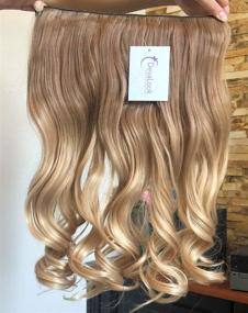 img 1 attached to 🔥 Enhance Your Look with 17 Inches One Piece Half Head Wavy Curly Ombre Clip in Hair Extensions (Light Brown to Sandy Blonde) - 120grams