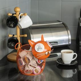 img 3 attached to 🐱 Keurig K-Cup Countertop Sculpture Holder for Coffee Pods, Tea Bags, Creamers - Made Easy Kit (Orange Cat)