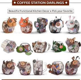 img 1 attached to 🐱 Keurig K-Cup Countertop Sculpture Holder for Coffee Pods, Tea Bags, Creamers - Made Easy Kit (Orange Cat)