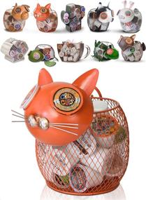 img 4 attached to 🐱 Keurig K-Cup Countertop Sculpture Holder for Coffee Pods, Tea Bags, Creamers - Made Easy Kit (Orange Cat)