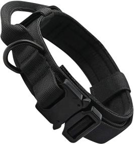 img 4 attached to 🐾 Adjustable Tactical Dog Collar - Military Grade Nylon, Thick, Heavy-Duty Metal Buckle and Handle for Medium and Large Dogs...