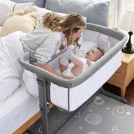 👶 tcbunny 2-in-1 baby bassinet & bedside sleeper, portable grey crib bed for infant/newborn baby (mosquito net excluded) logo
