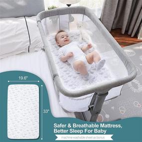 img 3 attached to 👶 TCBunny 2-in-1 Baby Bassinet & Bedside Sleeper, Portable Grey Crib Bed for Infant/Newborn Baby (Mosquito Net Excluded)