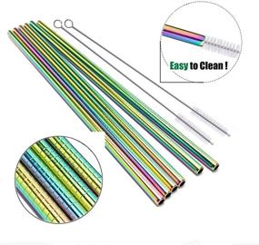 img 2 attached to Iridescent Stainless Steel Straws - Long, Reusable, Eco-Friendly Straws for 30 oz Tumblers (Straight, 30oz)