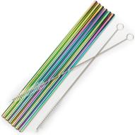 iridescent stainless steel straws - long, reusable, eco-friendly straws for 30 oz tumblers (straight, 30oz) logo