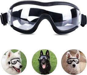 img 4 attached to Tankyomilex Dog Goggles: Windproof UV-Proof Eye Protection Sunglasses for Medium Large Breed Dogs - Clear Lens, Adjustable Head Straps