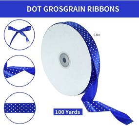 img 3 attached to 100-Yard Royal Blue Polka Dots Patterned Satin Ribbon - 3/4 Inch Width for Crafts, Gift Wrapping, Hair Bows, Bouquets, Weddings, Birthdays, Parties - Valentine's, Halloween, Christmas