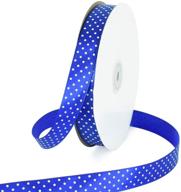 100-yard royal blue polka dots patterned satin ribbon - 3/4 inch width for crafts, gift wrapping, hair bows, bouquets, weddings, birthdays, parties - valentine's, halloween, christmas logo