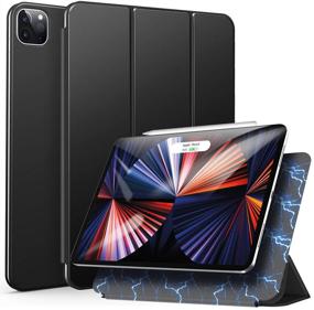 img 4 attached to 📱 ZtotopCases Magnetic iPad Pro 12.9 Case 2021 - Ultra Slim, Strong Magnetic Back, Trifold Stand, Auto Wake/Sleep, Protective Cover for iPad Pro 12.9 Inch 5th Generation - Black