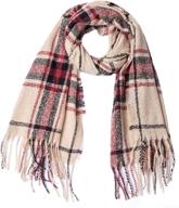 🧣 wander agio women's warm scarves shawls - long striped, plaid rough-surfaced scarf logo