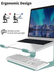 img 2 attached to 👩 Soundance Laptop Stand: Aluminum Computer Riser for 10-15.6 Inch Notebooks - Ergonomic and Stylish Green Metal Holder for Desk