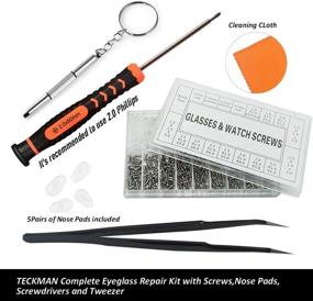 img 3 attached to 🔧 TECKMAN Eyeglass Repair Kit: Small Screwdriver Tool Set with Assorted Screws, Nose Pads, Cleaning Cloth, Curved Tweezer - Ideal for Jewelry, Glasses, Sunglasses, Spectacles, and Watches