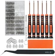 🔧 teckman eyeglass repair kit: small screwdriver tool set with assorted screws, nose pads, cleaning cloth, curved tweezer - ideal for jewelry, glasses, sunglasses, spectacles, and watches logo