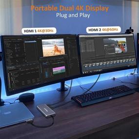 img 3 attached to 💻 Enhance MacBook Pro Workstation: Dual Monitor Docking Station with 4K HDMI, USB Ports, USB C PD 3.0, and More!