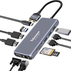 img 4 attached to 💻 Улучшенная рабочая станция для MacBook Pro: Docking Station для двух мониторов с 4K HDMI, USB-портами, USB C PD 3.0 и многим другим!