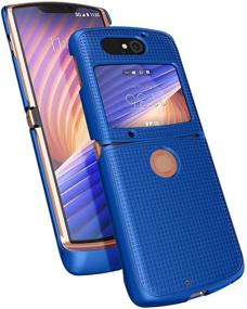 img 1 attached to Motorola RAZR 5G Flip Phone Case, Nakedcellphone Cobalt Blue Protective Snap-On Hard Shell Cover with Grid Texture for Motorola Moto RAZR 5G Flip Phone (2020) XT2071