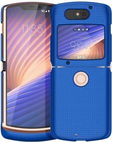 img 3 attached to Motorola RAZR 5G Flip Phone Case, Nakedcellphone Cobalt Blue Protective Snap-On Hard Shell Cover with Grid Texture for Motorola Moto RAZR 5G Flip Phone (2020) XT2071