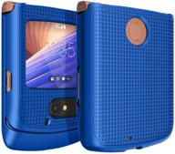 motorola razr 5g flip phone case, nakedcellphone cobalt blue protective snap-on hard shell cover with grid texture for motorola moto razr 5g flip phone (2020) xt2071 logo