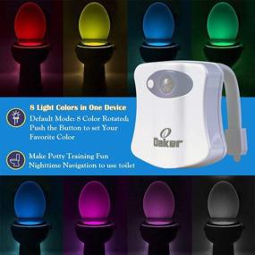 img 3 attached to Oaker Toilet Light 3 Packs: Motion Activated, 8 Colors, Light Sensitive Bowl Night Light for Kids Potty Training & Convenience in Midnight