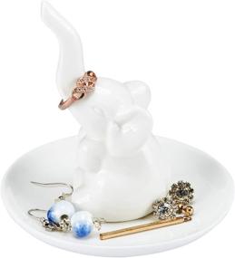 img 4 attached to 🐘 HomeSmile White Elephant Ring Dish Holder - Jewelry, Engagement, Wedding Trinket Tray