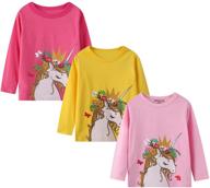 stylish girl long sleeve tees: cotton crewneck shirts - graphic jersey tunic t-shirts 3-pack sets for casual comfort logo