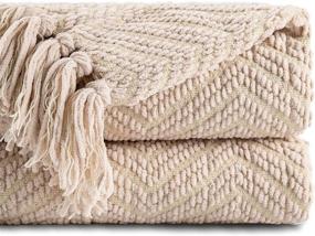 img 4 attached to Battilo Zig Zag Textured Woven Blanket