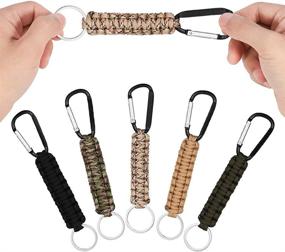 img 1 attached to 🔑 Versatile CEREALY Paracord Keychains with Carabiner: 5 Pcs Outdoor Survival Kit for All - Men, Women, Boys, and Girls