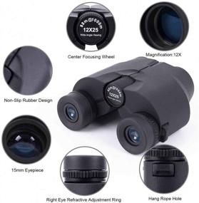 img 3 attached to 🔭 Compact Mini Binoculars: 12x25 for Adults & Kids – Perfect for Bird Watching, Hunting, Travel, Outdoor Sightseeing