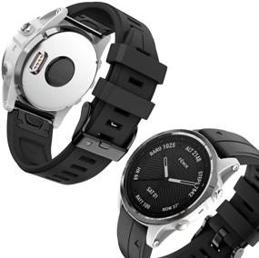 img 2 attached to Премиум силиконовый водонепроницаемый ремешок для часов Garmin Fenix 6S/Fenix 5S Plus - простая сменная браслетная лента, черного цвета