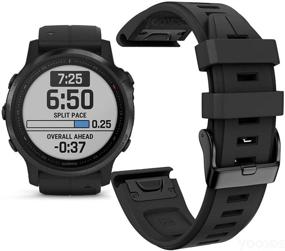 img 4 attached to Премиум силиконовый водонепроницаемый ремешок для часов Garmin Fenix 6S/Fenix 5S Plus - простая сменная браслетная лента, черного цвета