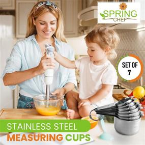 img 3 attached to 🥄 Spring Chef - Stainless Steel Measuring Cups, Kitchen Tools with Clear Markings for Accurate Measurement of Dry or Liquid Ingredients, Set of 7