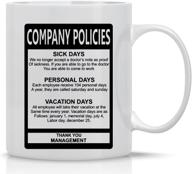 funny company policies mug employees logo