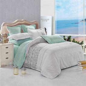 img 2 attached to 🛏️ Wake In Cloud - Gray Teal Comforter Set: Reversible Grey Turquoise Pattern, Soft Microfiber Bedding (3pcs, Queen Size)