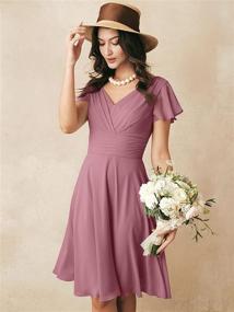 img 1 attached to 👗 ALICEPUB V-Neck Chiffon Short Bridesmaid Dresses with Sleeves for Women - Perfect for Parties, Homecoming, and Special Occasions