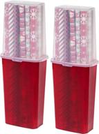 🎁 iris usa holiday storage-bin vertical wrapping paper box, 40-inch, 2 pack, clear/red: organize your wrapping paper with ease! logo