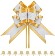 🎁 packhome 10 extra large gift bows, 7.5 inches, pull ribbons and bows for gifts, gold gift wrap bows for present decoration logo