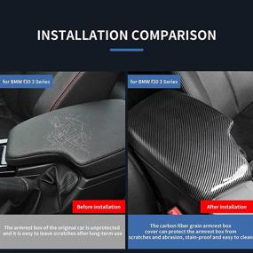 img 3 attached to 🚗 LIMBQS 328i 435i Armrest Cover, Carbon Fiber Color Center Consoles Pad for BMW F30 F32 F34 (ABS Material) - Enhanced SEO